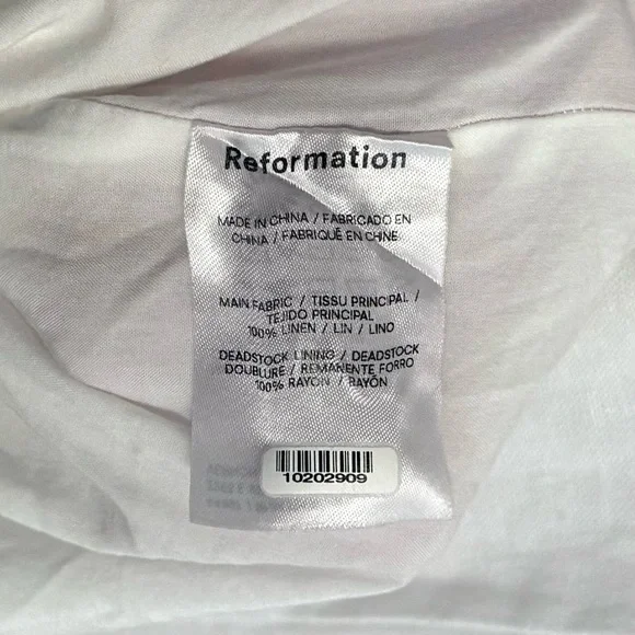 Reformation Reia White Linen Bow Mini Dress Lace Trim Women’s Size 6 - Picture 10 of 10